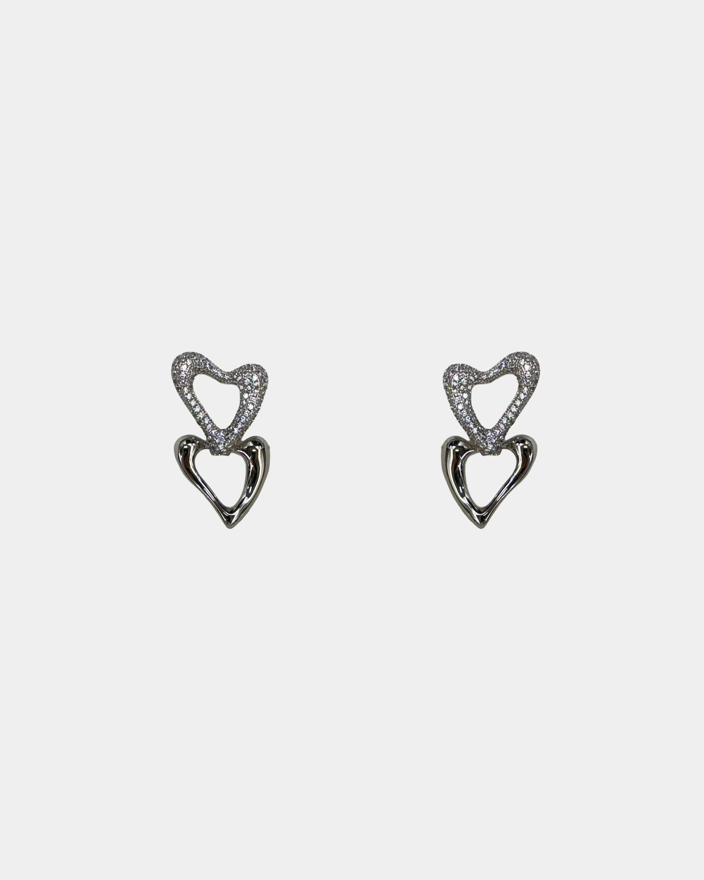 Silver Double Heart Earrings