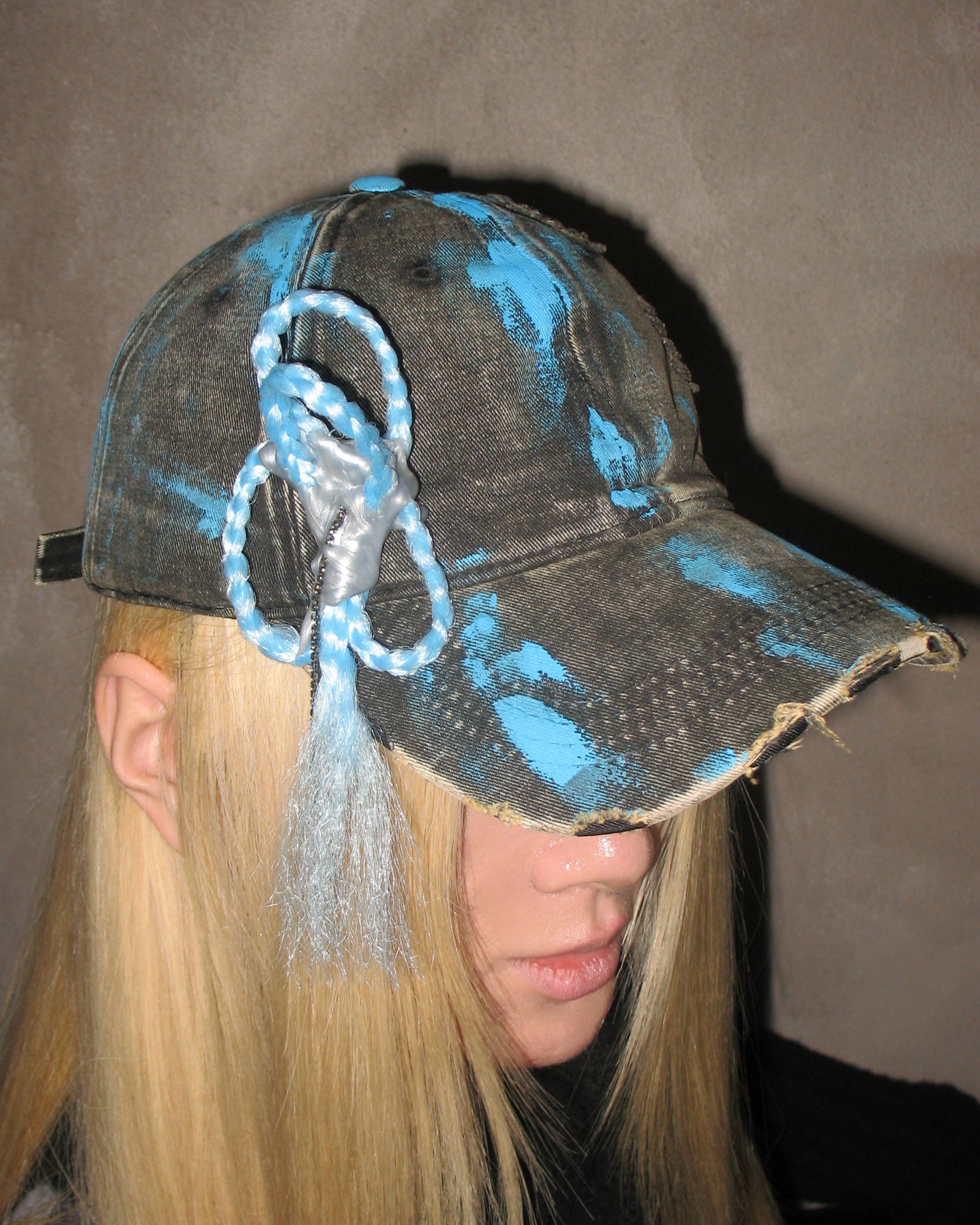 Blue Painted Braid Hat