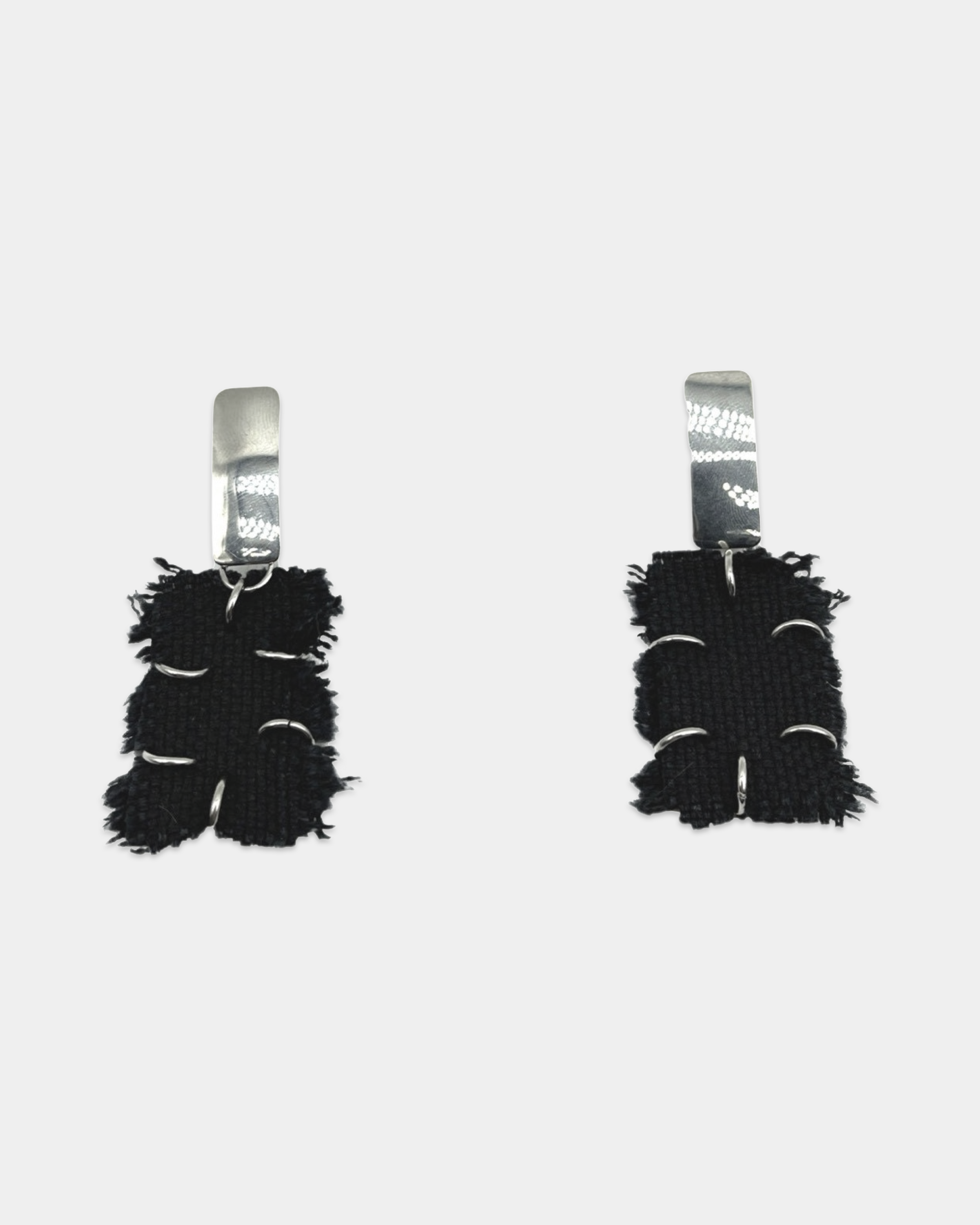 Black Fabric Square Earrings (pair)