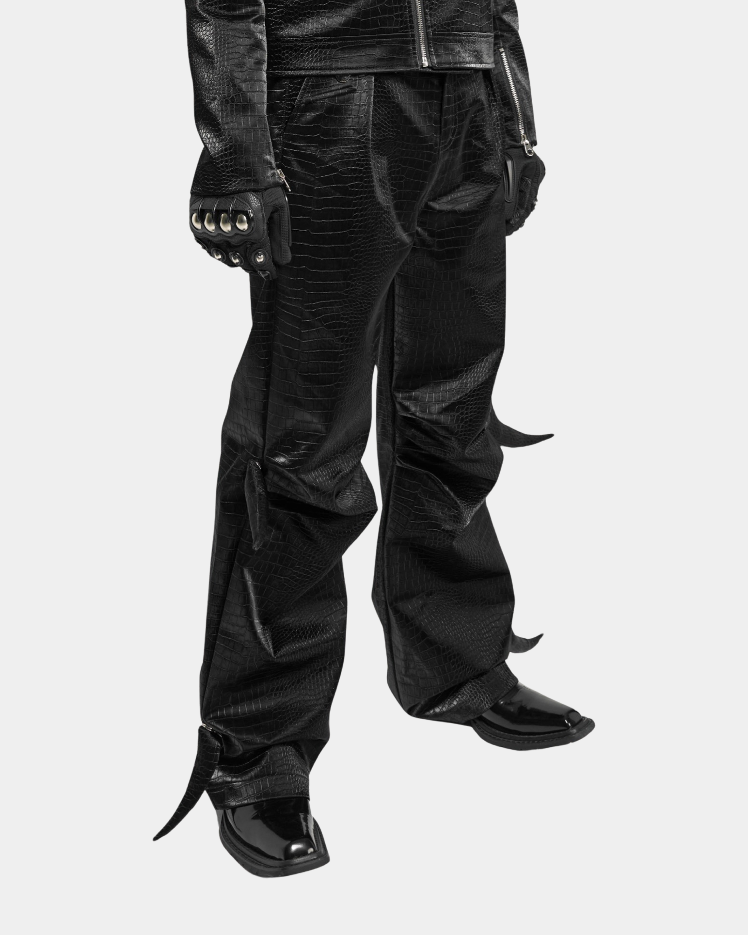 “Devil's Horn”Suit Style Leather Pants (Black)