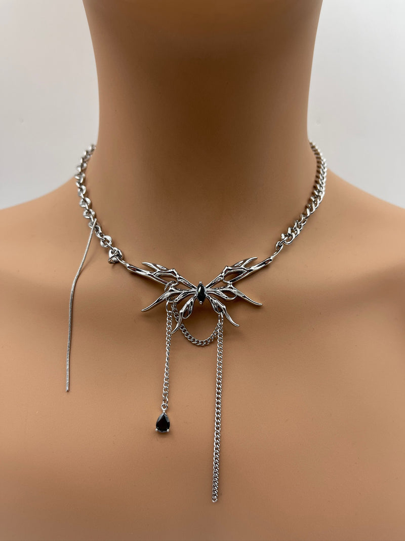 Silver Butterfly Chained Necklace 1.1