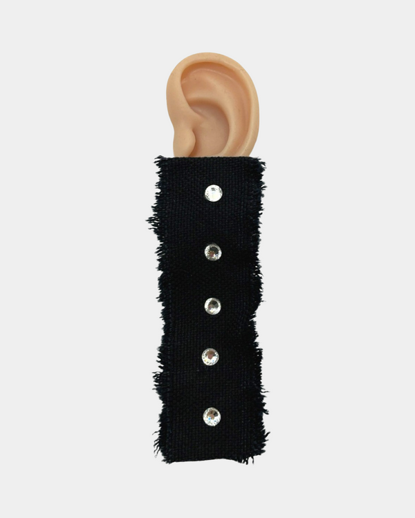 Black Fabric Gem Earrings