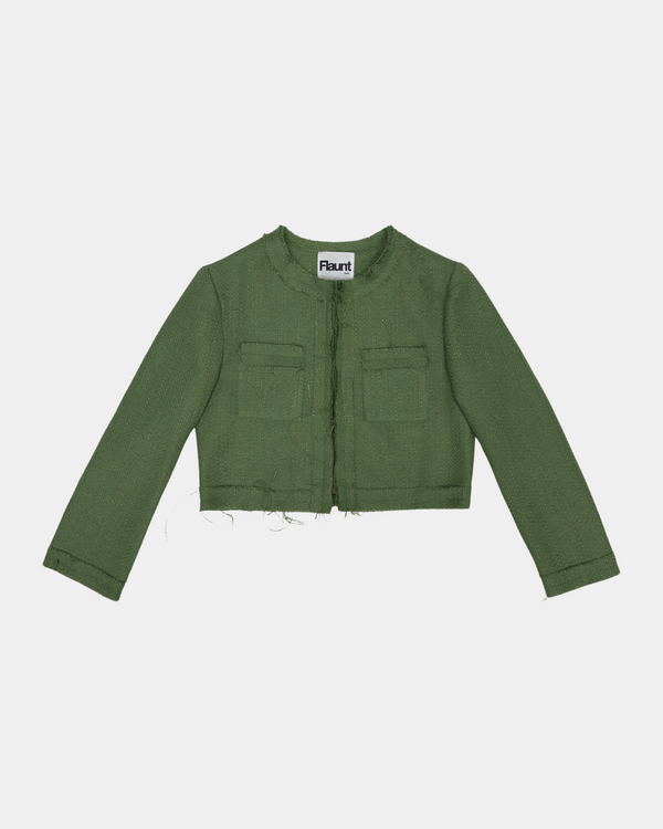 Disstressed Green Cropped Jacket