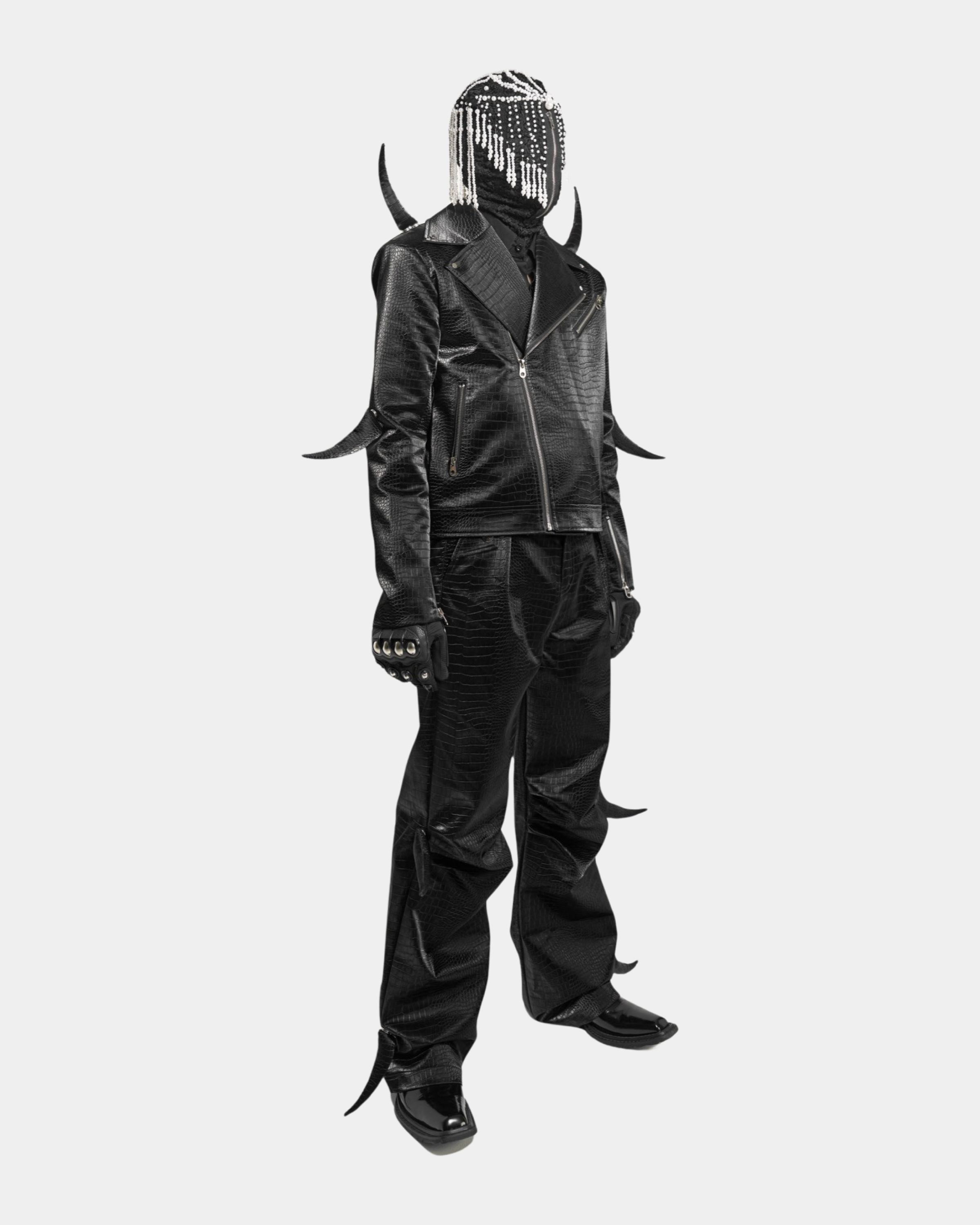 “Devil's Horn”Suit Style Leather Jacket(Black)