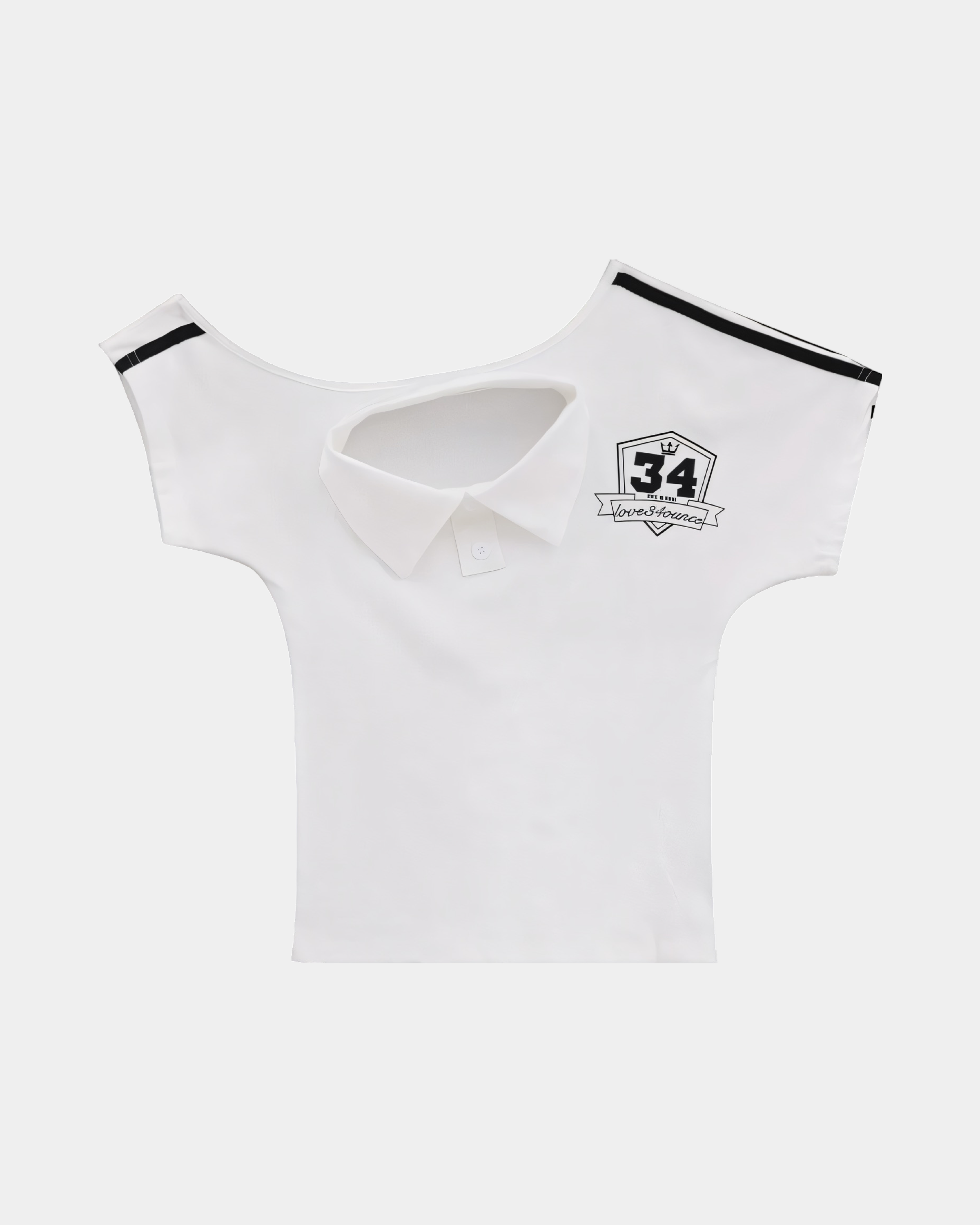 White Striped Rogue Academy Crop Top