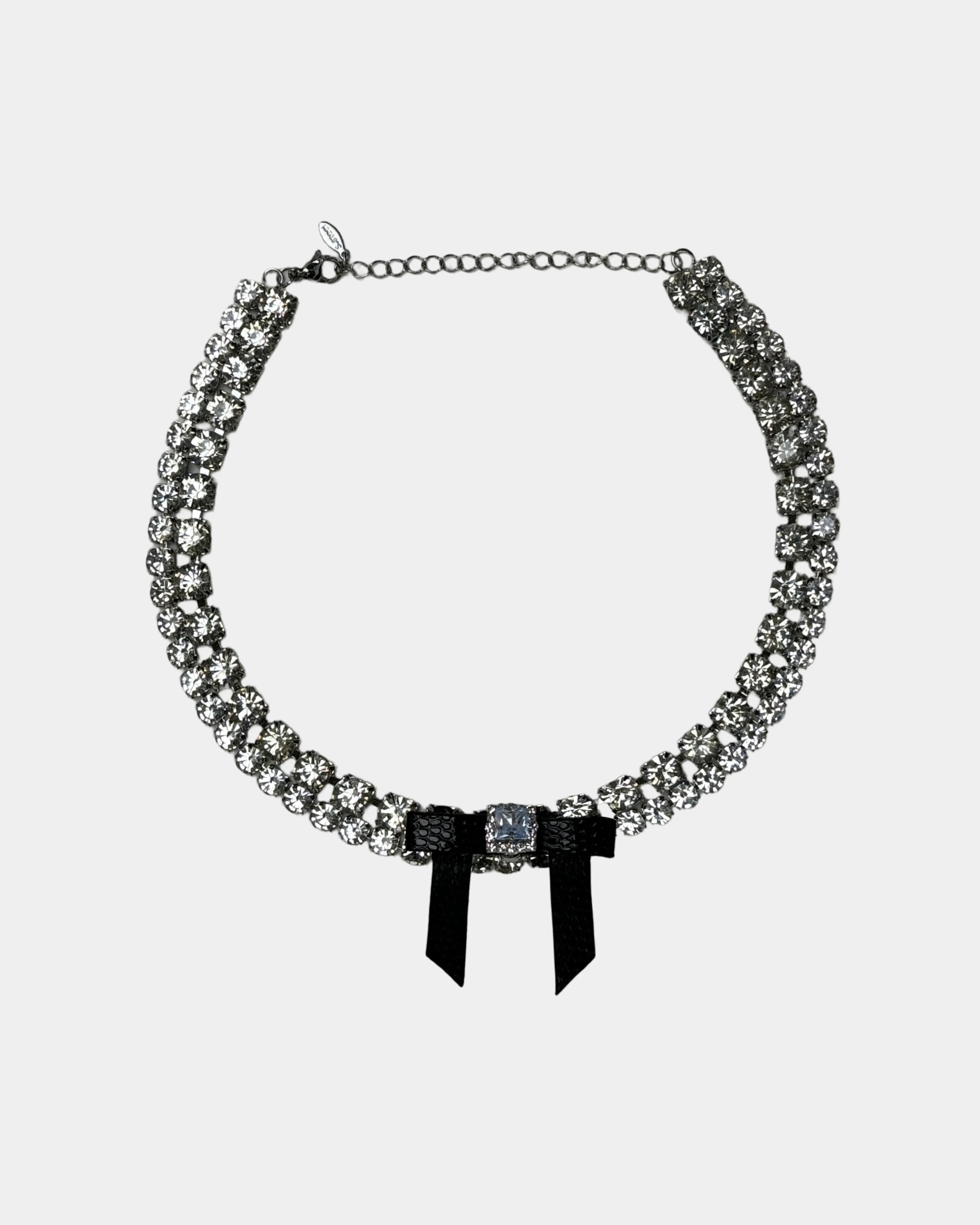 Black Bow Double Choker Necklace