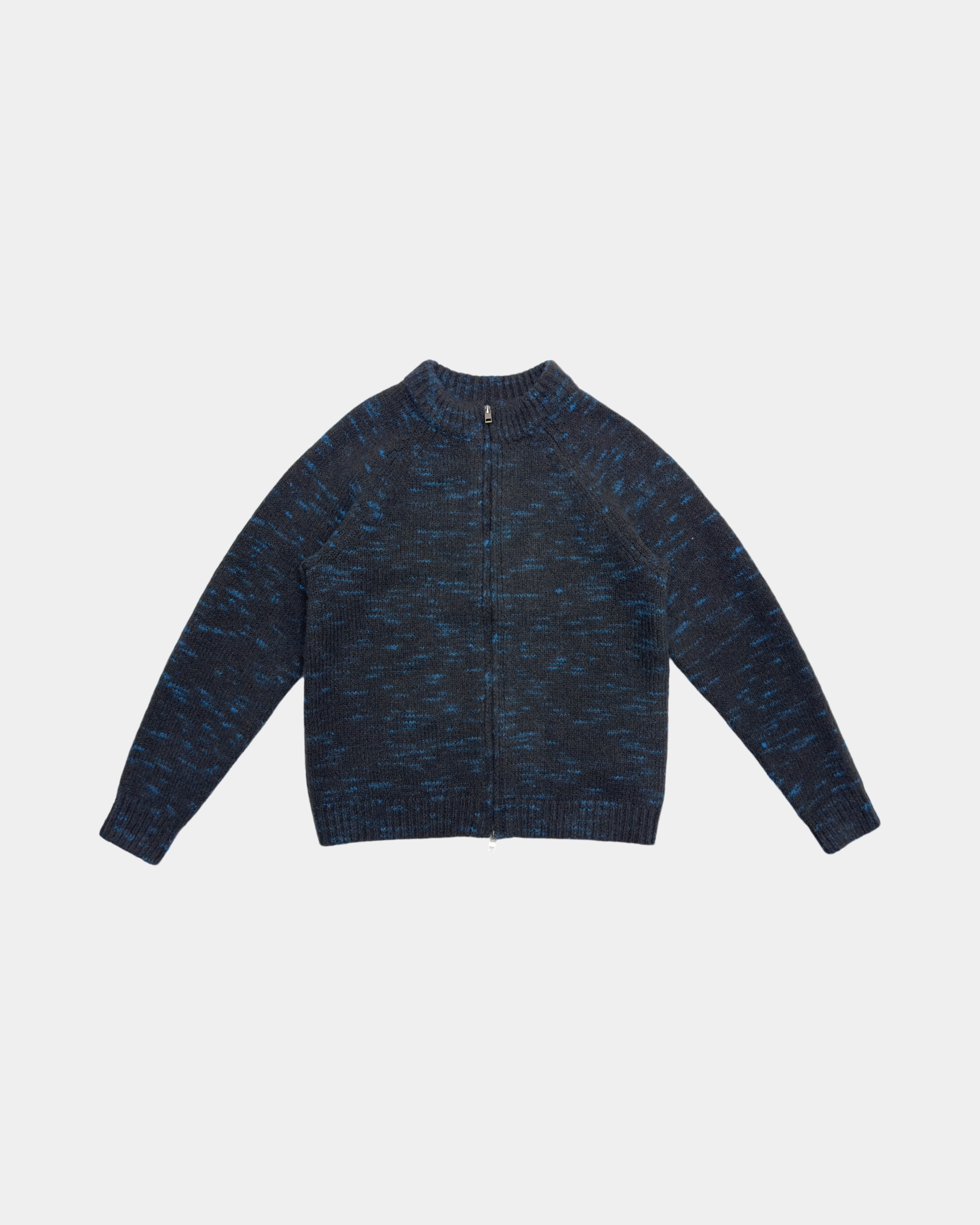 Blue & Grey Sprayed Zip-up Sweater