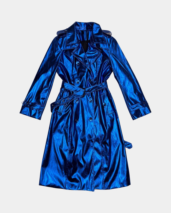Shiny Blue Trench Coat