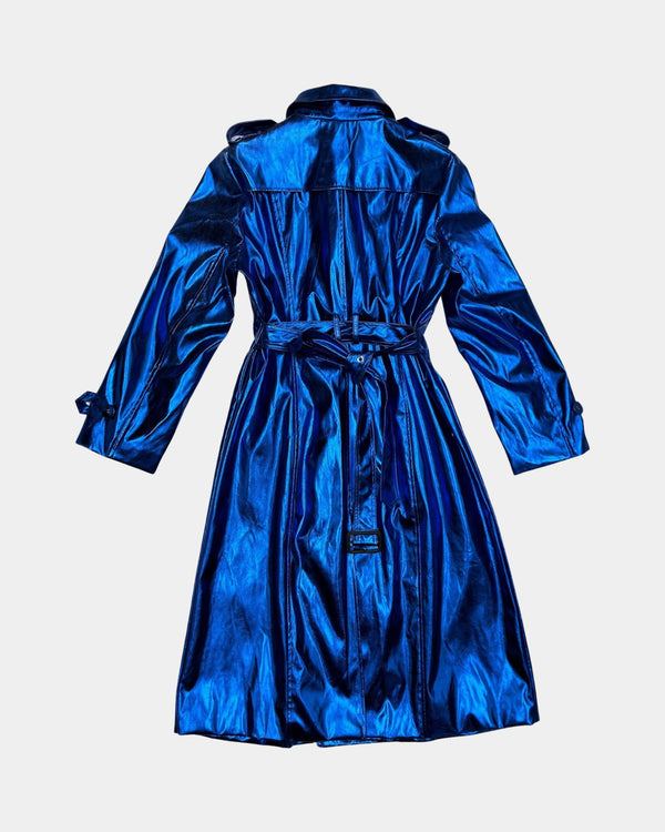 Shiny Blue Trench Coat