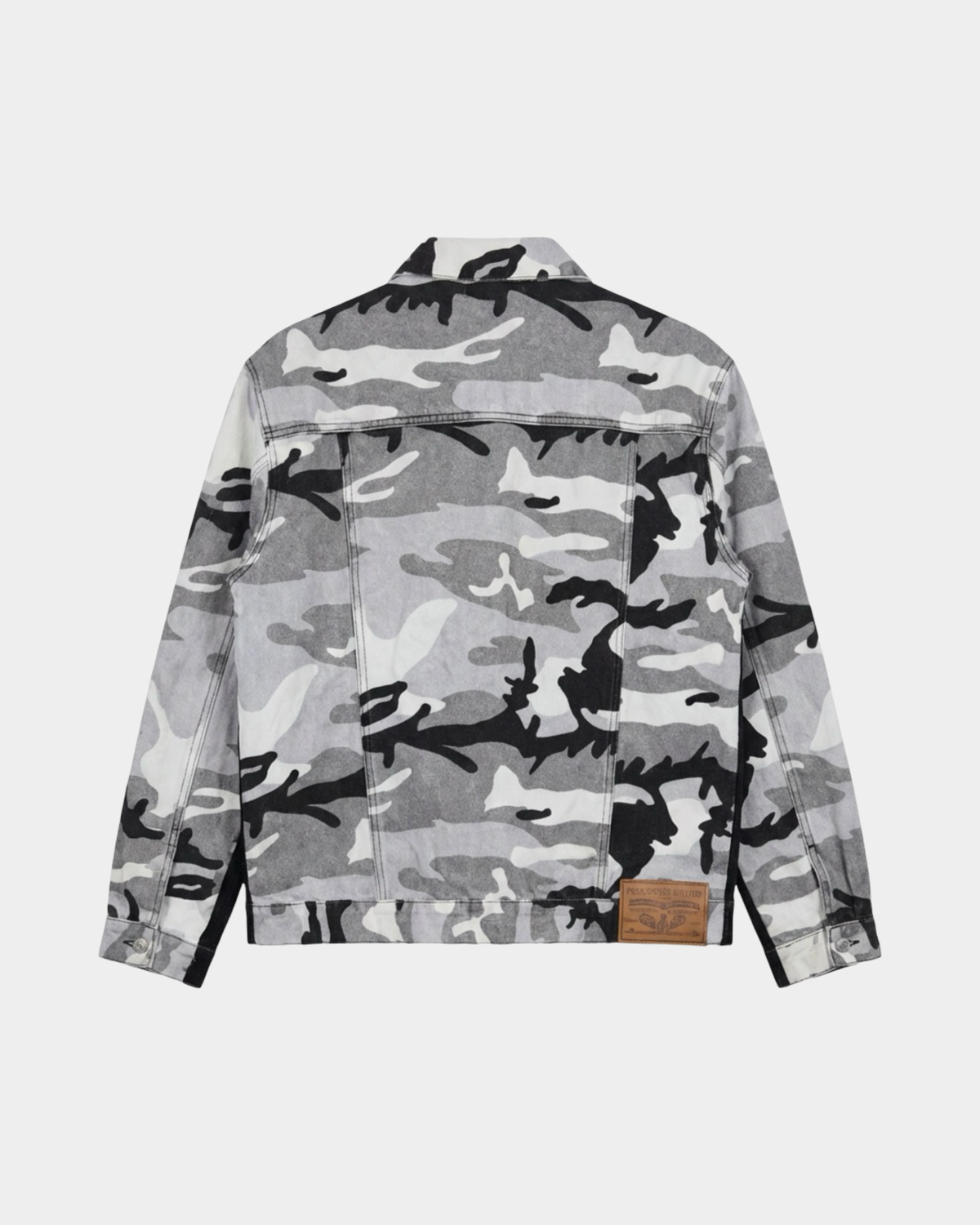 Black Wash Snow Camo Denim Jacket