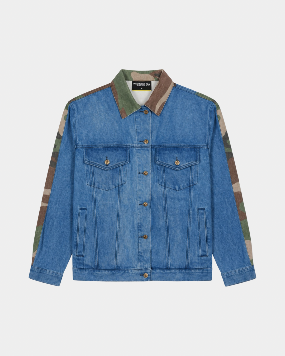 Double Dose Denim Woodland Camo Jean Jacket