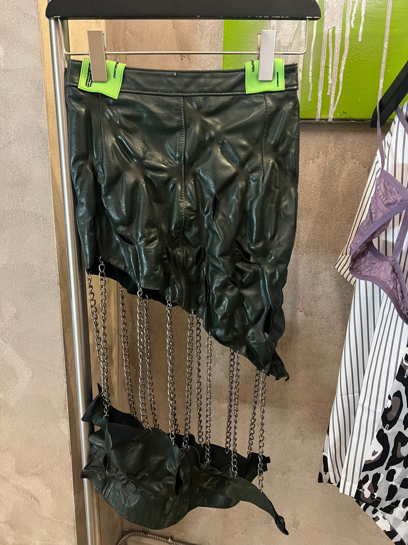Instore U3 Library Vegan Leather Chain Skirt