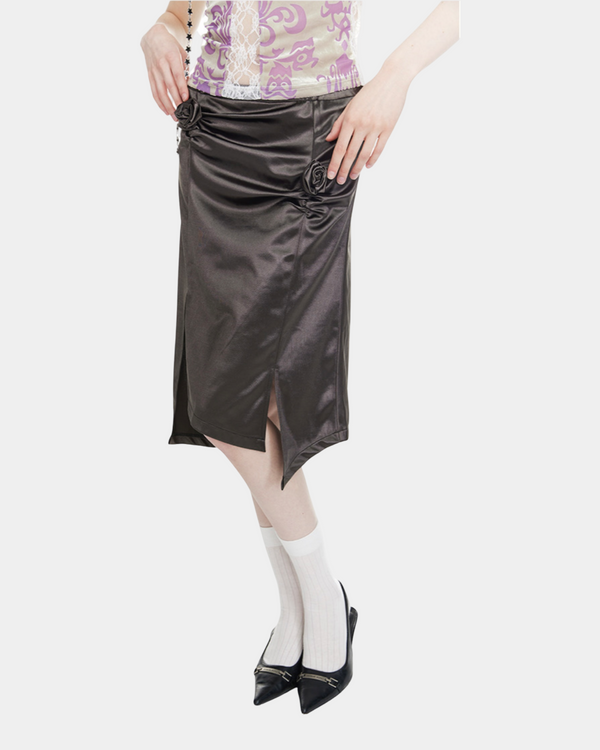 Olive Green Satin Skirt