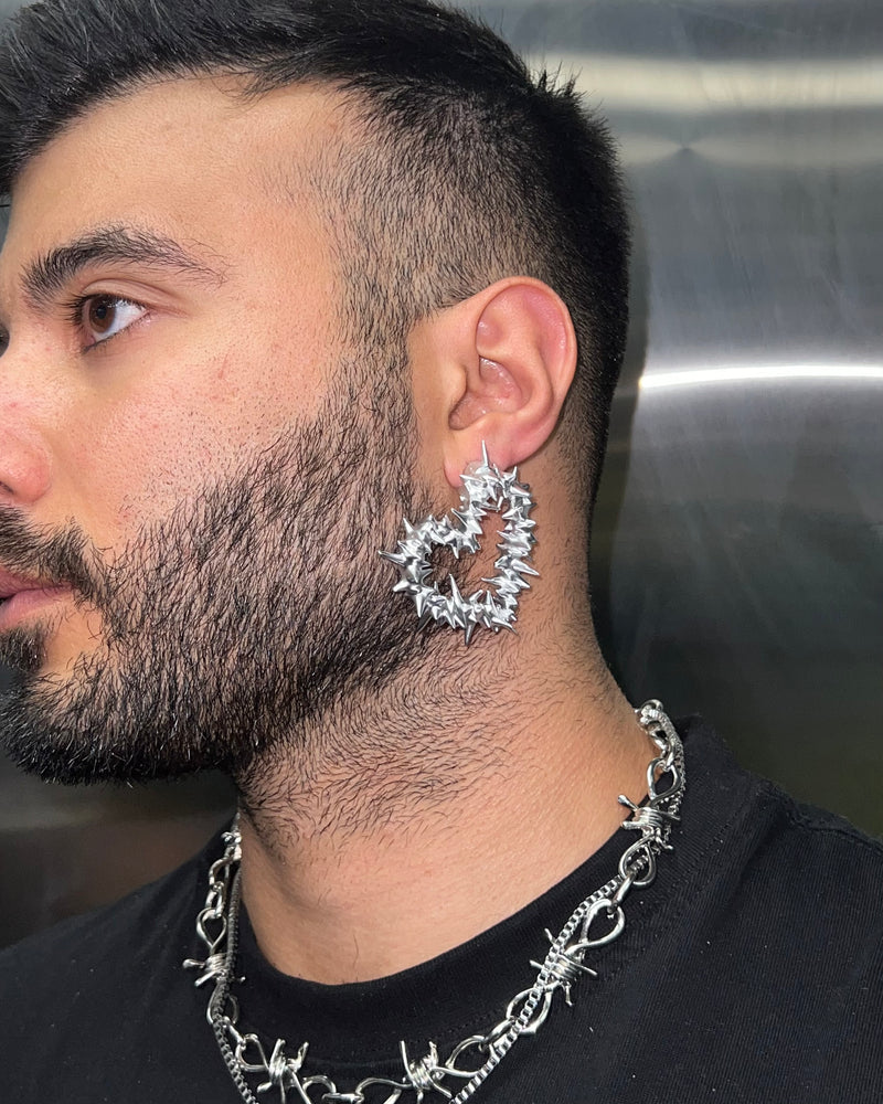 3D Printed Barbed Heart Earrings (Pair)