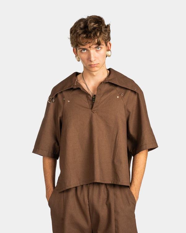 Semi Crop Polo Shirt Brown