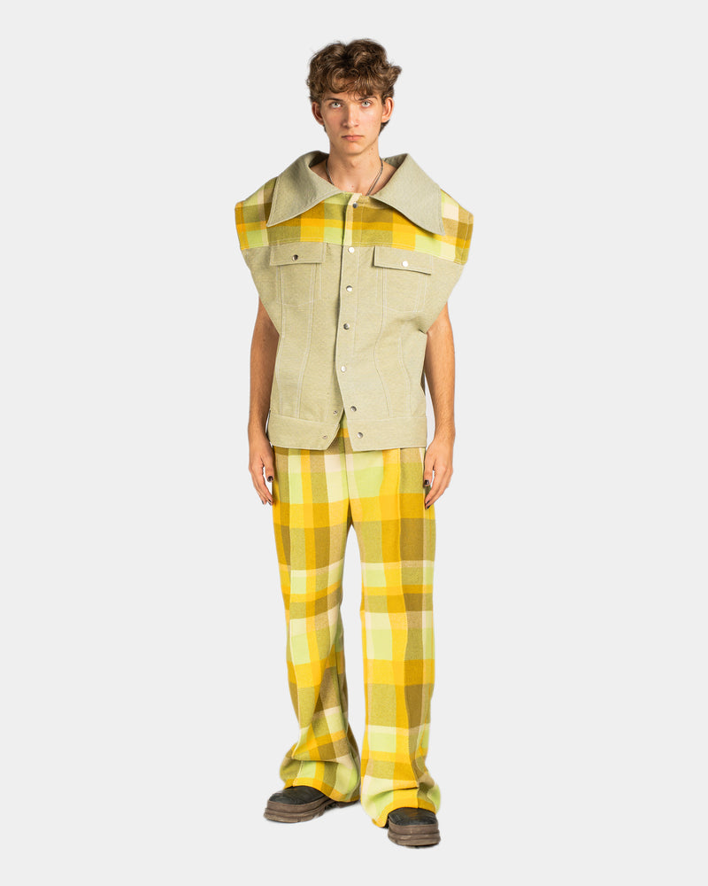 Pleated Wide Leg Trouser Yellow and Green