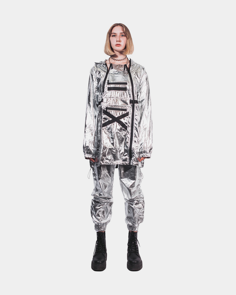 Silver Reflective Trench Coat