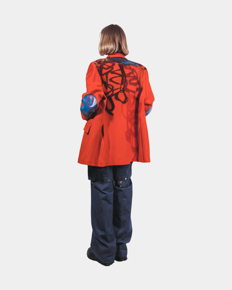Red Hand-Painted Blazer