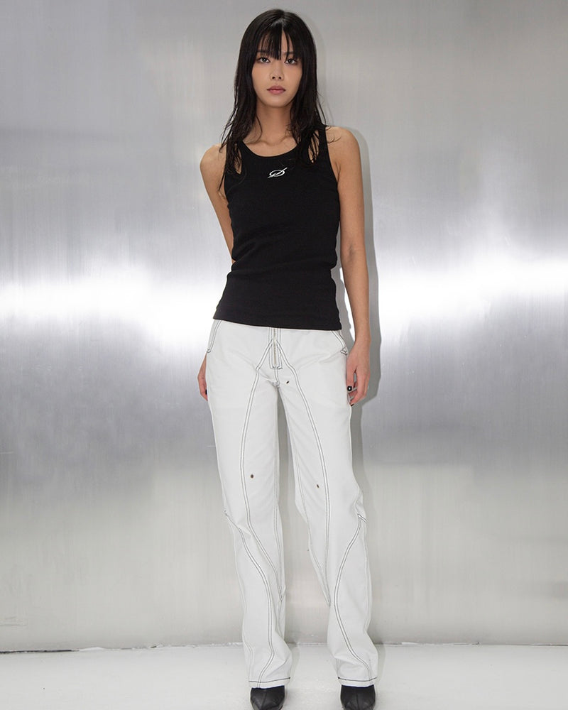 White Tunnel Lining Denim Trousers