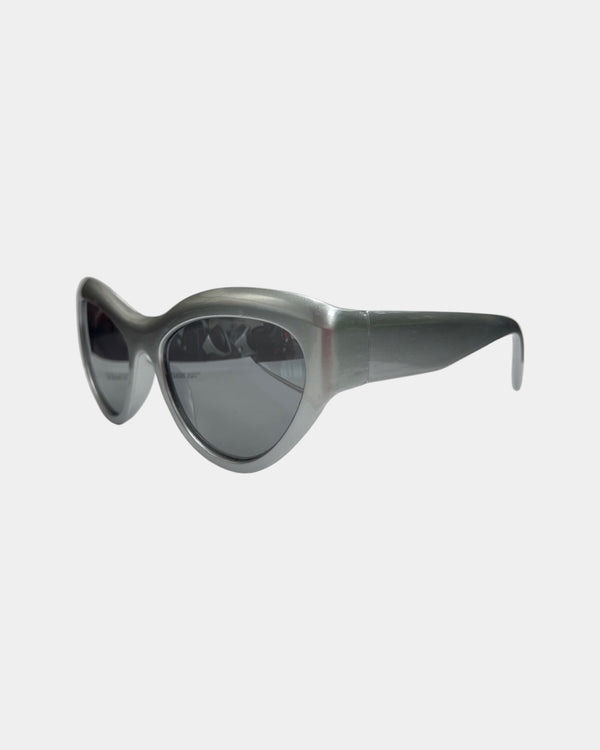 Silver Wide Oval Sunglasses