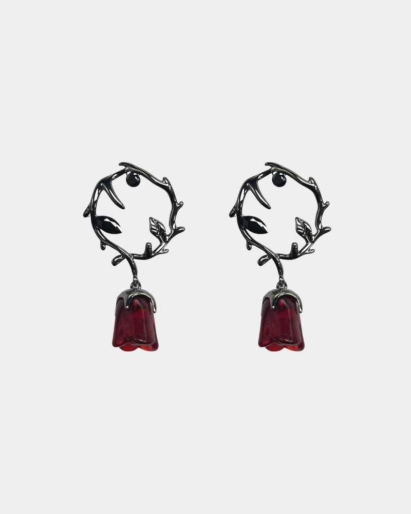 Rose and Thorn Silver Earrings