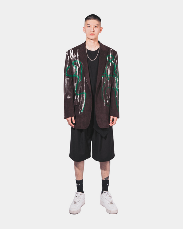 Reseda Green Hand-Painted Blazer