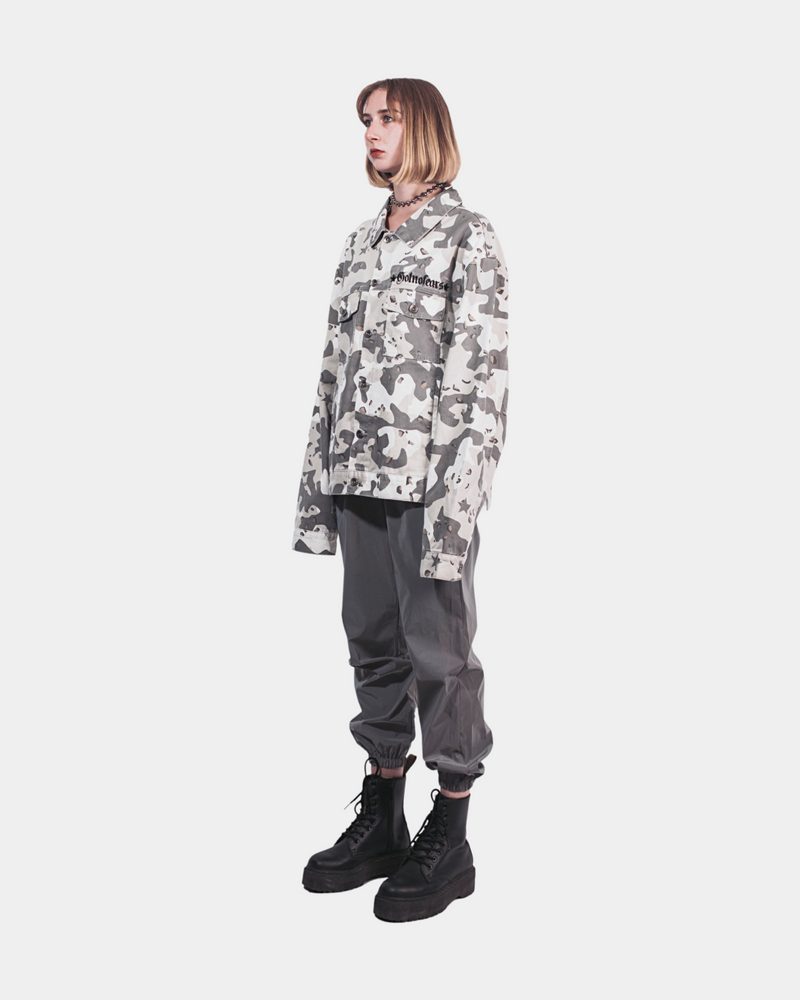 Light Grey Camouflage & Transparent Cutout Jacket
