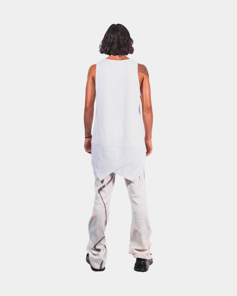 White Hand-Painted Tank Top