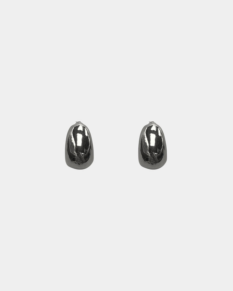 Silver Smooth Crescent Earrings