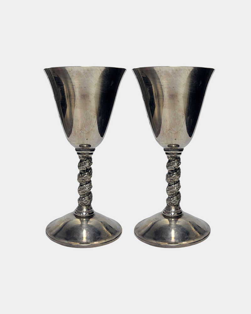 Smudged Silver Cosmic Wine Glass Set