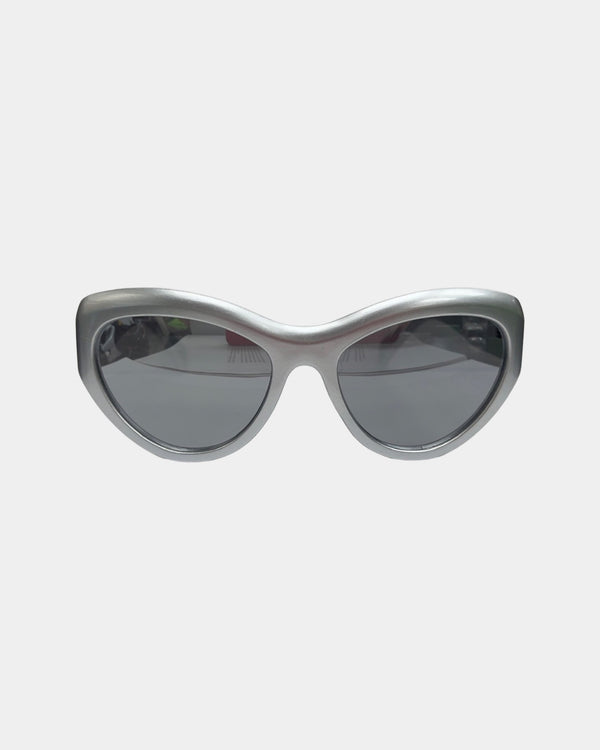 Silver Wide Oval Sunglasses