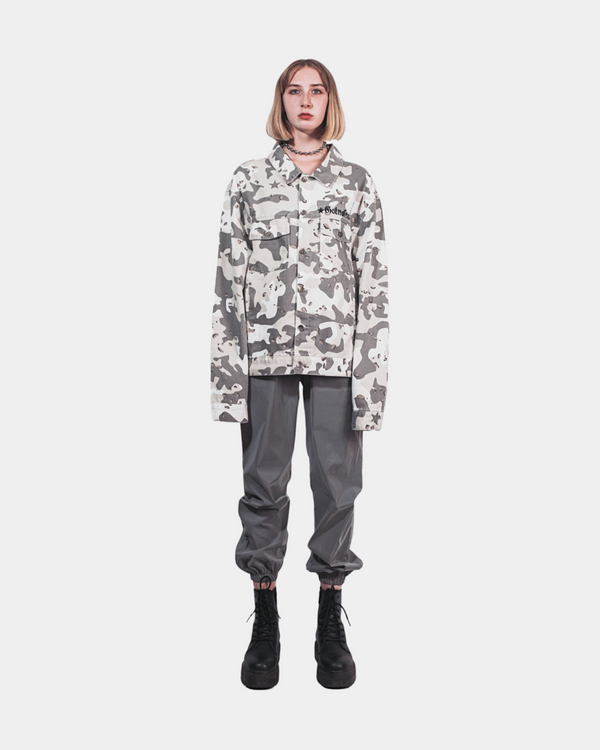 Light Grey Camouflage & Transparent Cutout Jacket