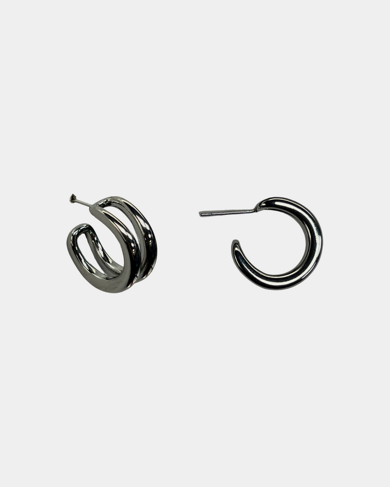 Silver Double Hoop Earrings