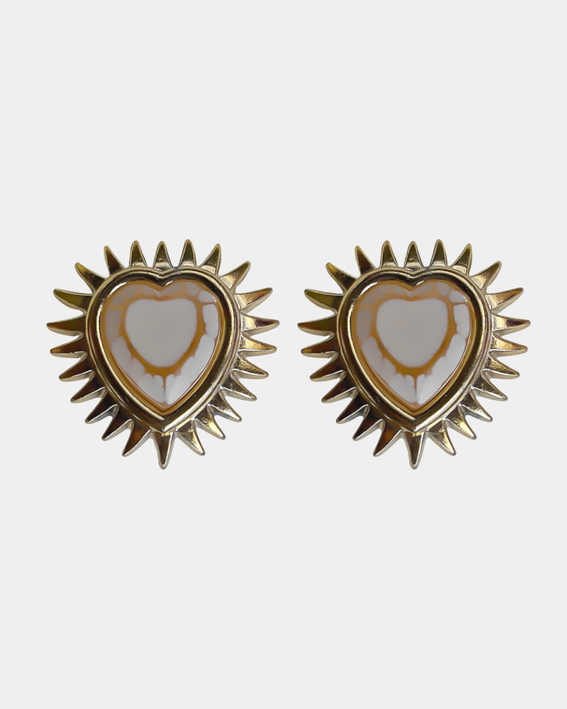Marble Heart Clip-on Earrings