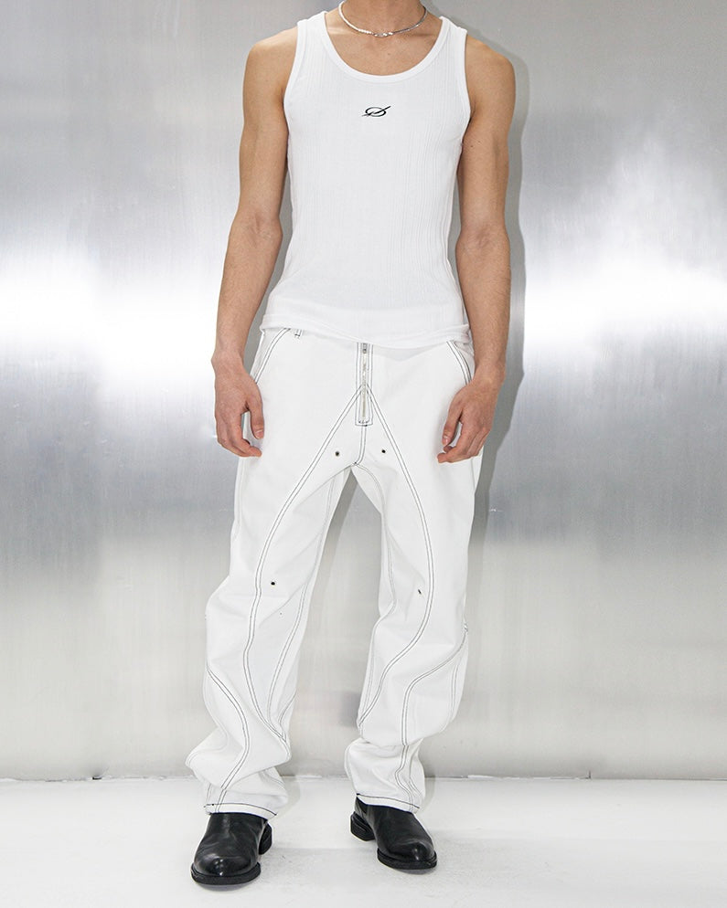 White Tunnel Lining Denim Trousers