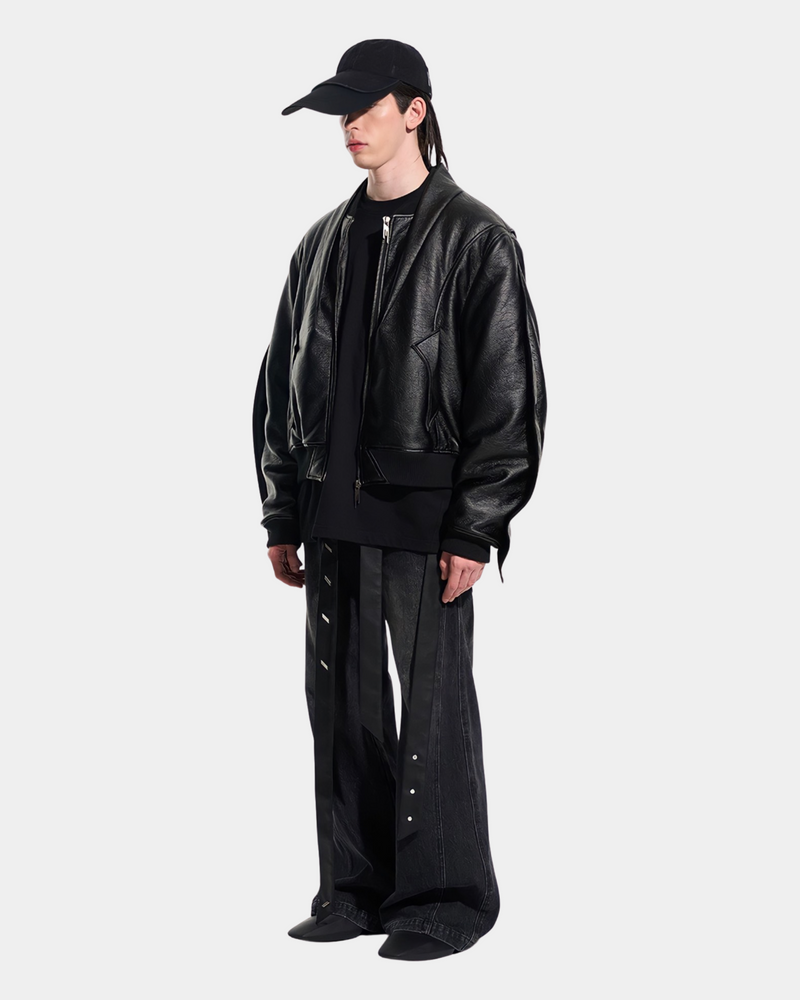 Exaggerated PU Leather Jacket
