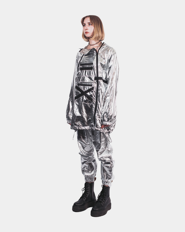 Silver Reflective Trench Coat