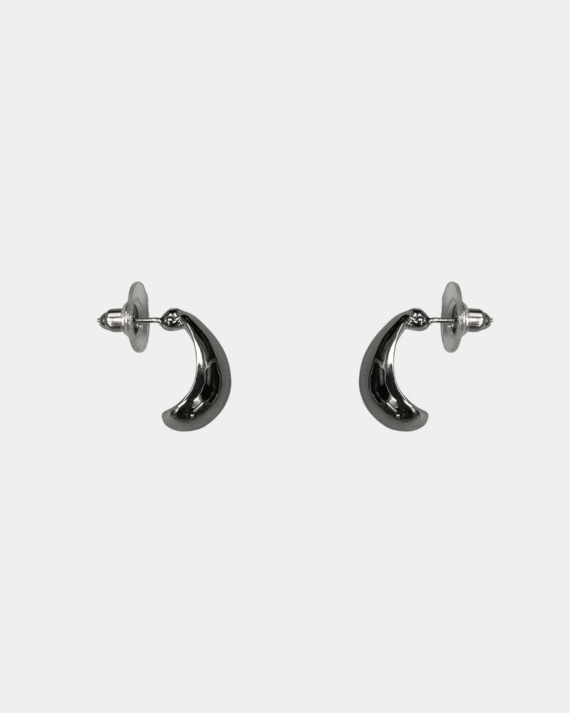 Silver Smooth Crescent Earrings