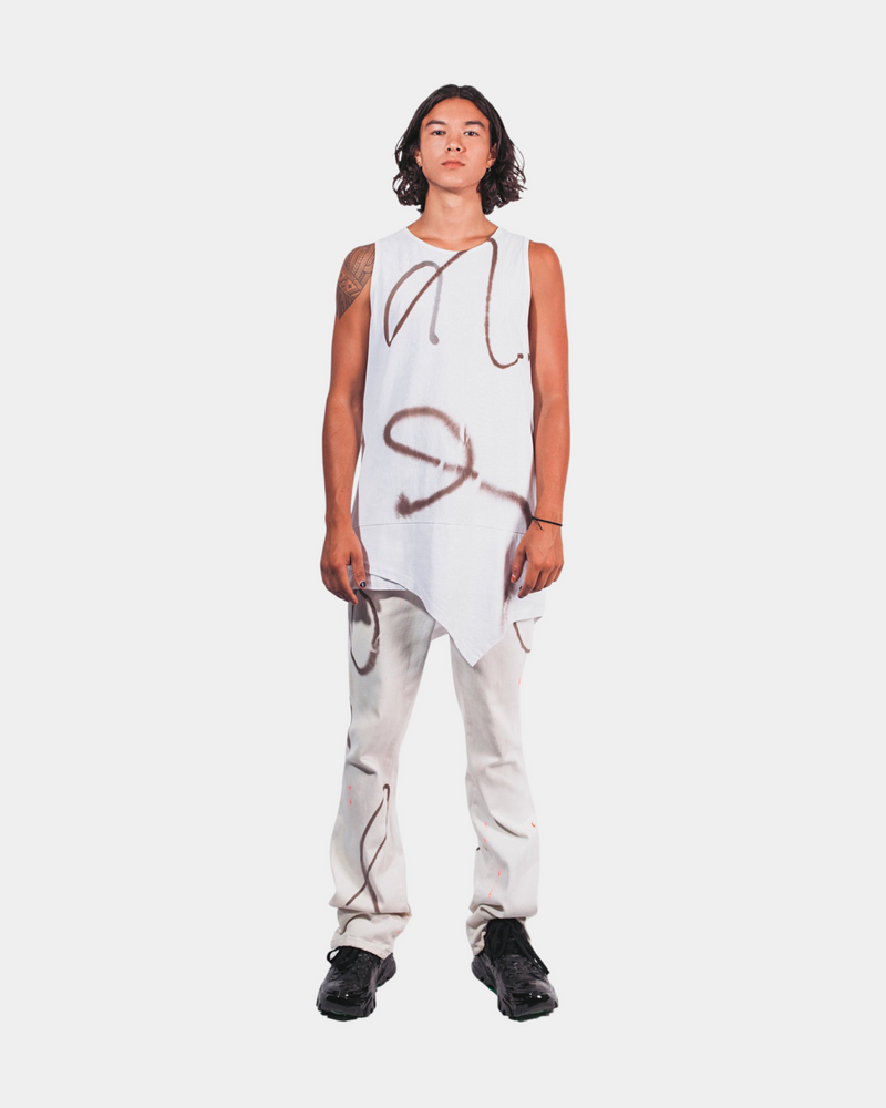 White Hand-Painted Tank Top
